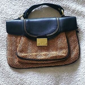 Faux rope and leather handbag